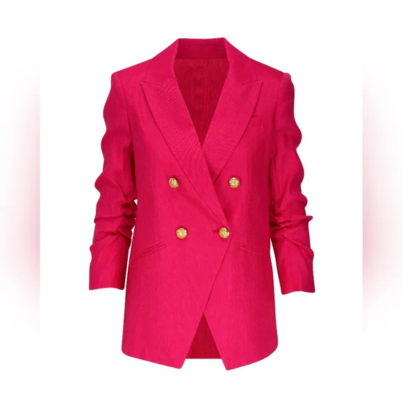Veronica Beard Hirsh Pink Linen Dickey Jacket Blazer Size 00 - Picture 3 of 12